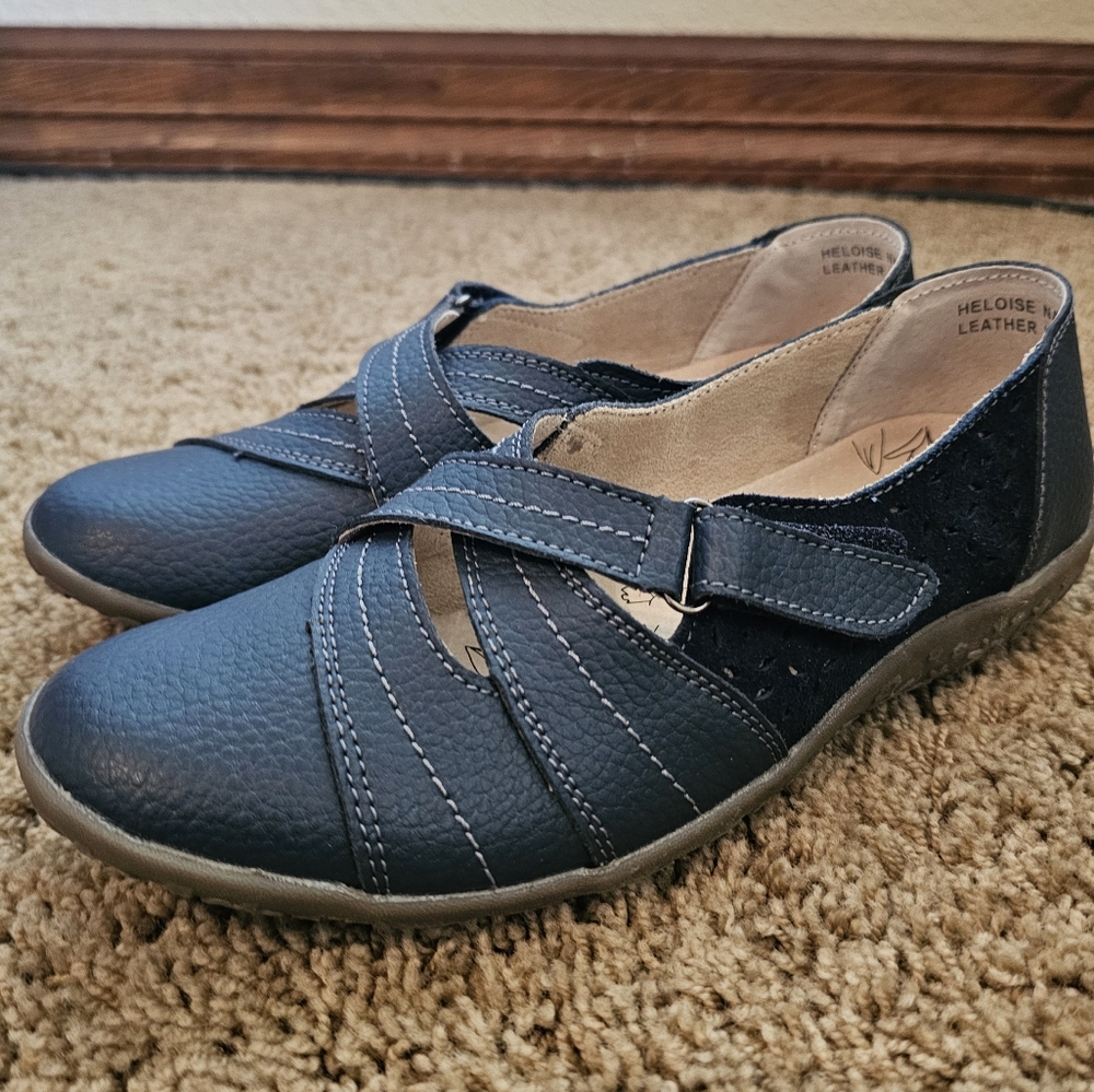 Spring Step Heloise Slip On Shoes Navy Leather Size 39